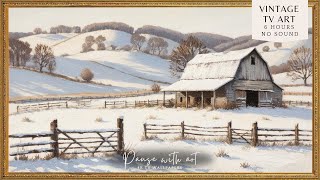 Vintage Frame TV Art Rural Winter Farm | Winter TV Background | TV Wallpaper | Frame TV Screensaver