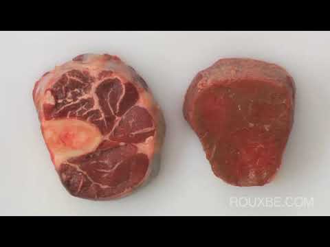 What preparation method is most appropriate for a tough piece of meat with high amounts of connective tissue?