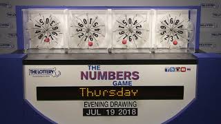 Evening Numbers Game Drawing: Thursday, July 19, 2018