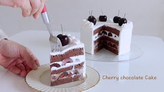 🍒 체리 듬뿍 넣어 만드는 체리초코케이크 만들기 (초코가나슈크림 만드는 방법) Cherry Chocolate Cake