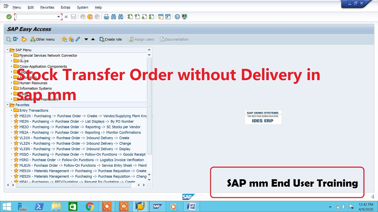 Stock Transfer Order Without Delivery In Sap Mm - YouTube