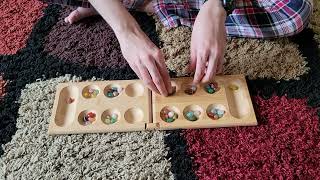 TOWO Mancala Board Game - Kalaha with Folding Wooden Board Natural Stone - Toys of Wood Oxford