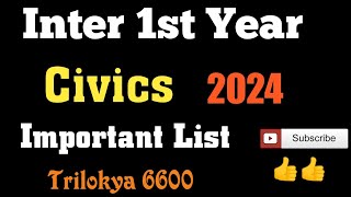 Inter First Year Civics Important List For Public Exams 2024 Ap Inter