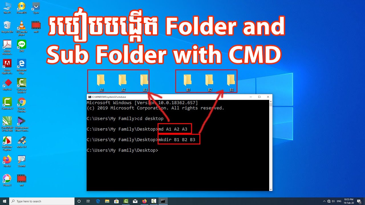 How To Create Folder And Sub Folder With CMD - YouTube