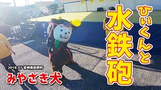 【みやざき犬】ひぃくんと水鉄砲 (201807宮崎県田野町)