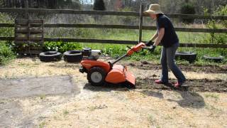 Husqvarna 650 RTT Tiller used by a woman