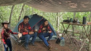 Acampando e DORMINDO no MATO aos sons NOTURNO da NOITE pescaria caipira RENDEU o frito dos BONS