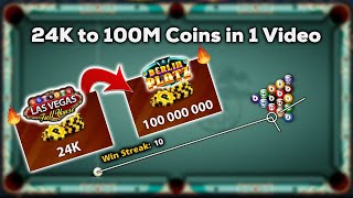 8 Ball Pool - From 24K COINS into 100M COINS - LAS VEGAS to BERLIN - GamingWithK
