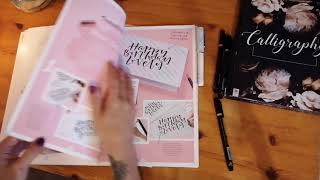 Soft spoken calligraphy ASMR, semi-inaudible, tracing, magazine sounds.