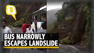 Watch | Bus Narrowly Escapes Landslide in Nainital, No Casualties Reported | The Quint