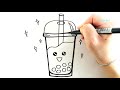 drawing cartoon bubble milk tea