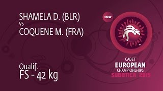 Qual. FS - 42 kg: M. COQUENE (FRA) df. D. SHAMELA (BLR), 4-1