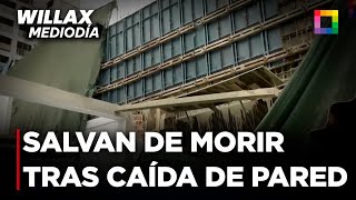 Willax Mediodía - FEB 10 - SALVAN DE MORIR TRAS CAÍDA DE PARED EN CONSTRUCCIÓN | Willax