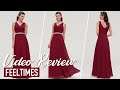 Bridesmaid Dress M18149B丨A-Line V Neck  Chiffon Bridesmaid Dresses With Beading Pleated - FeelTimes