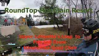 Ski Roundtop ⛷️🏔️⛷️Upper \u0026 Lower Lafayette's Leap Fife \u0026 Drum trails HD 4K Telemetry January 2023