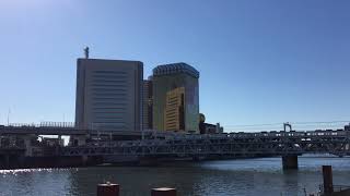 【BGM・街音・自然音・風景】東京　隅田川　東京水辺ライン・浅草発着場から東武鉄道隅田川橋梁