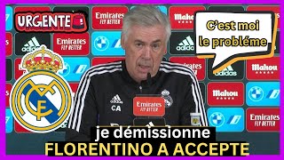 💥🔴IL N'EST PLUS ENTRAÎNEUR DE MADRID / DEMANDE À QUITTER / ACTUALITÉS DU REAL MADRID AUJOURD'HUI