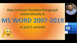 How to: Insert Random Paragraph in MS Word 2007-2019