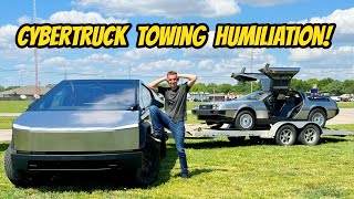 Towing a DeLorean with my Tesla Cybertruck was totally HUMILIATING