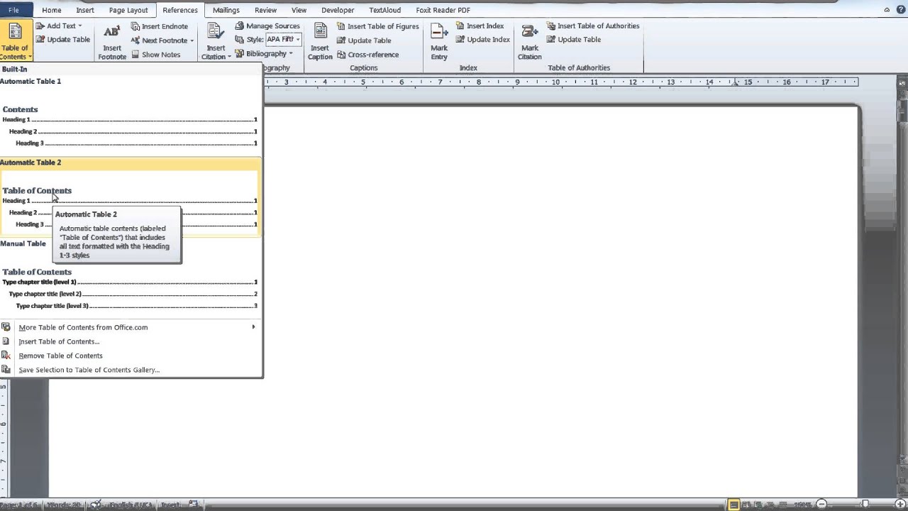Create Manual Table Of Contents Word 2010 Techopm Create Manual Table Of Contents Word 2010 Techopm