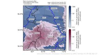 TerrSysMP monitoring run 2020-02-02 - precipitation after interception - NRW (132h)