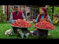 Making Fresh Strawberry Jam and Cake in the Village