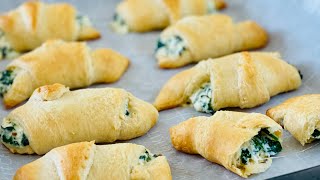 Spinach & Cheese Croissants- Easy recipe using Pillsbury Crescent Rolls