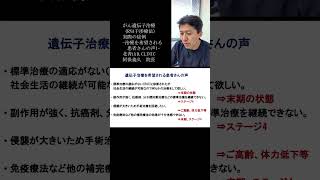 ＜がん遺伝子治療＞「がん遺伝子治療（RNA干渉療法）実際の症例」より②希望される患者さんの声1　YouTubeショート #shorts