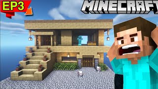 I MADE A BEAUTIFUL WOODEN HOUSE | MINECRAFT ONEBLOCK #3