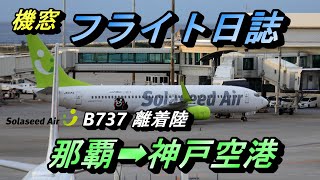 【機窓】くまモン特別塗装のソラシドエアで神戸へ 【搭乗記 那覇空港 神戸空港 淡路島】