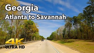 Atlanta to Savannah, Georgia Relaxing Drive via Interstates 75 & 16 | 4K