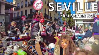 📻🔑Seville's Flea Market in Feria \u0026  Encarnación Christmas Market 🎡 4K Virtual Walking Tour Spain