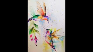 Clase pintura en acuarelas - Colibríes