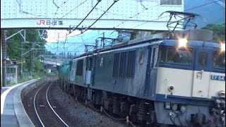 復帰1作目…【EF64重連】石油貨物列車　中央西線日出塩駅を通過…5875ㇾ稲沢→南松本