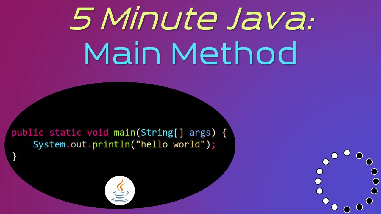 What Does The Java Main Method Mean? - 5 Minute Java - YouTube