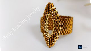 Oval beaded ring easy to make for beginners ,beading tutorial