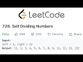 LeetCode Self Dividing Numbers Solution Explained - Java