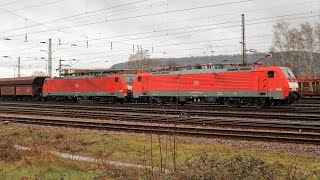 189 032 AK und 189 042 AK DB Cargo beschleunigen in Doppeltraktion  einen Erzbomber in Merzig