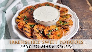 Grilled Sweet Potatoes with Garlic Yogurt Aioli