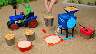 Diy tractor making mini rice processing machine | How to make rice cake | @MiniFarmingSM