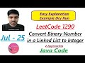 Convert Binary Number in a Linked List to Integer | LeetCode 1290 | Java Code | Developer Coder