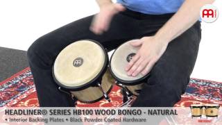 Headliner© Series HB100 Wood Bongo - Natural - HB100NT