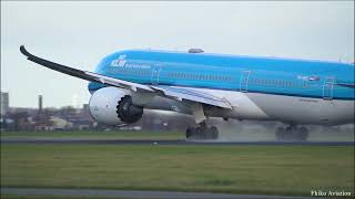 (4K)KLM DREAMLINER 787 Take off FULL THROTTLE from AMSTERDAM | Planespotting