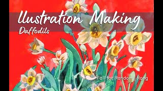 Daffodils flower illustration speed drawing (narcissus, jonquil) | 水仙花繪圖過程