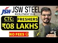 Jindal Steel recruitment 2024 | Freshers | GET & DET | CTC: ₹8 L.P.A | Latest Job 2024