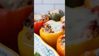 Ground Turkey Stuffed Bell Peppers with Rice and Veggies #recipe #easyrecipe #highprotein