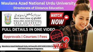 Maulana Azad National Urdu University Distance Education | MANUU Distance Education Full Details