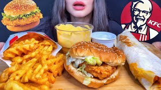 ASMR KFC | CHICKEN BURGER + SPICY BURRITO + FRIES W CHEESE MUKBANG | EATING SOUNDS #shorts