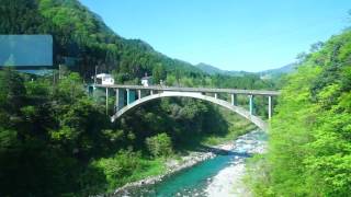 【富山地方鉄道 立山線】普通 電鉄富山行き　有峰口～千垣　常願寺川【車窓】　2016.05.05