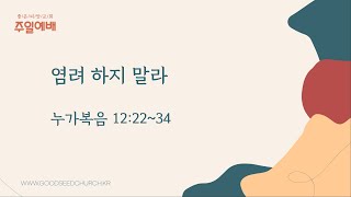 염려하지 말라(눅 12:22~34) - 누가복음 강해(45)